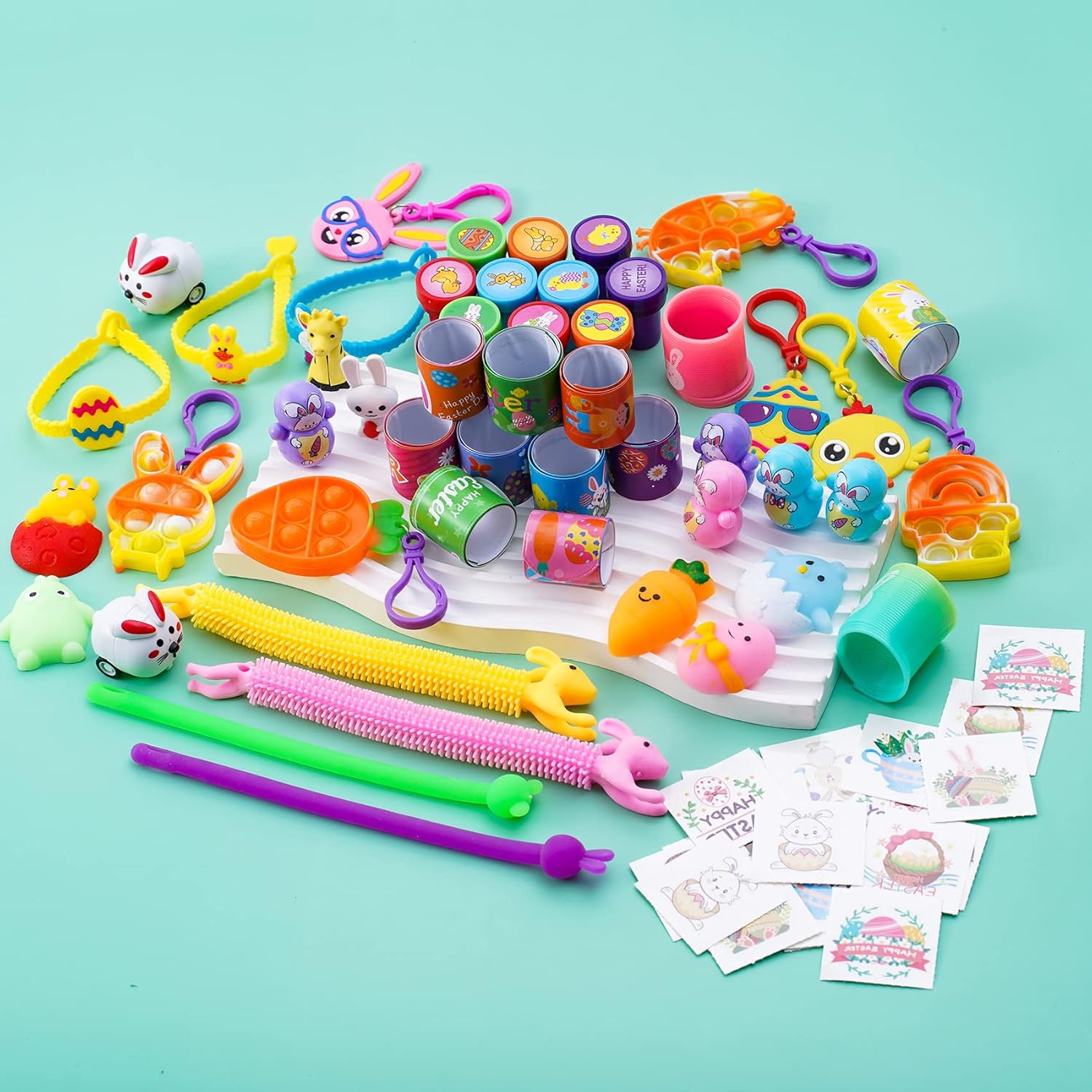 YiYLunneo 100 Pcs Easter Egg Fillers, Easter Basket Stuffers Fillers for Kids Boys Girls Easter Party Favors Assortment, Easter Eggs Hunt, Eas-ter Gift Goodie Bags Classroom Prize Supplies