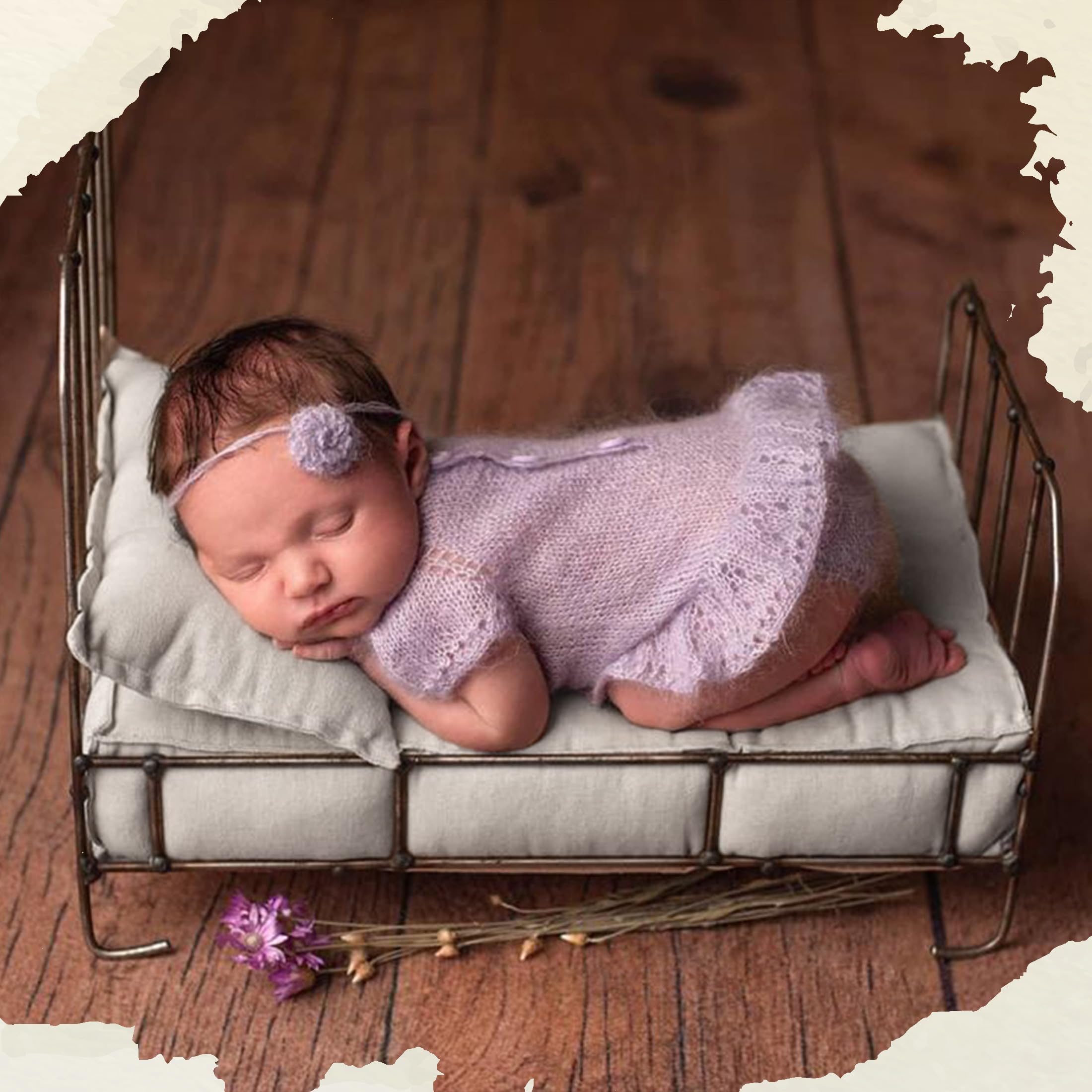 Accessoires de Photographie pour Nouveau-né - Coussin Blanc - Matelas - Tapis de Lit pour Studio - Oreiller de Séance Photo pour Bébé en Coton