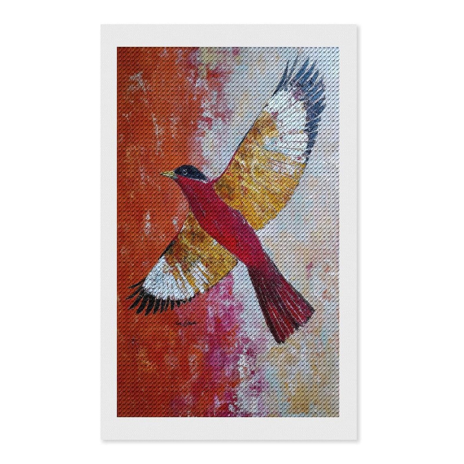 Junmoney Abstract Bird Painting in Flight Diamond Art Canvas 12"x20", for Creative Relaxation, Simple to Start, Aesthetic Room Decor, Holiday Gift Idea