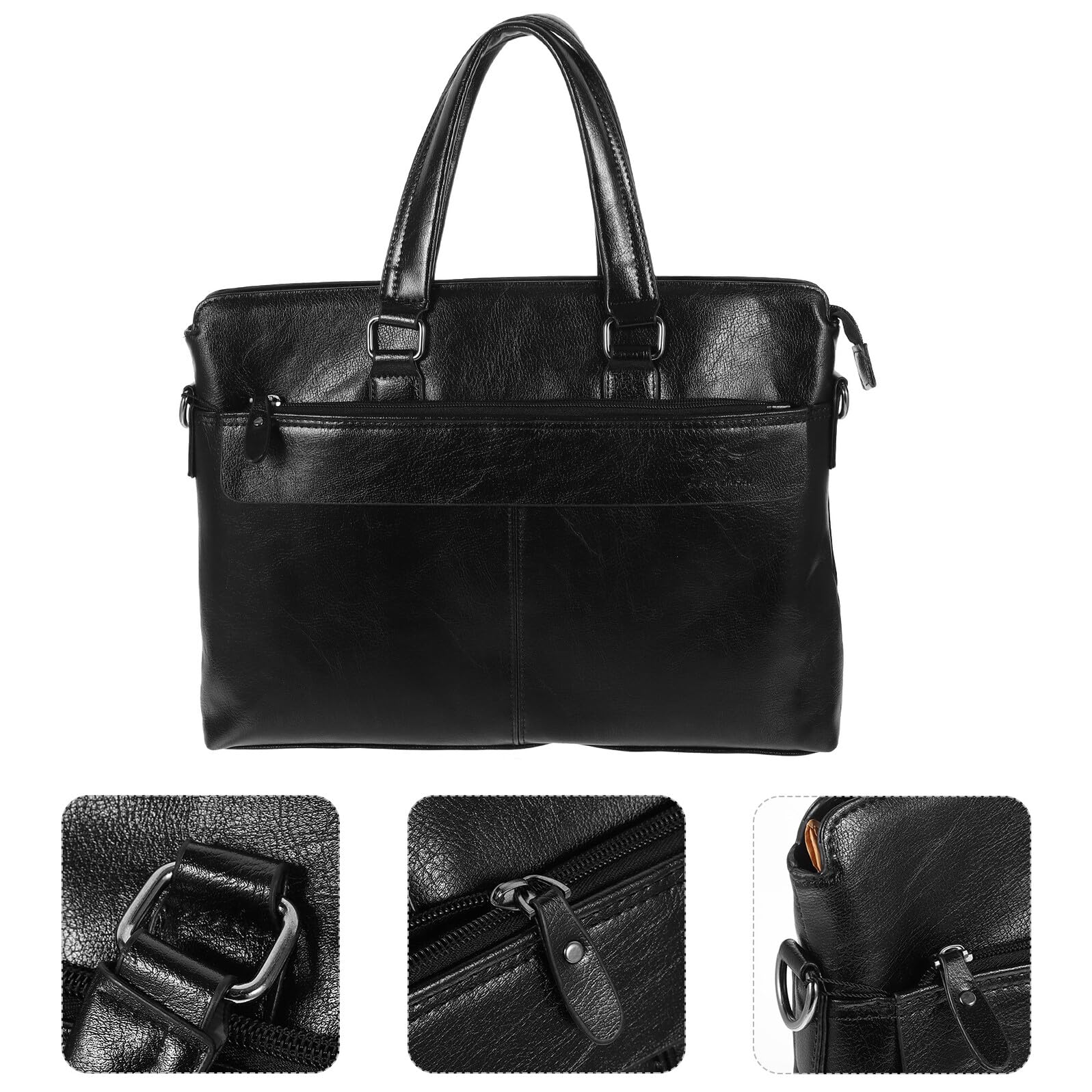 Mikinona Business Tasche aus Pu Leder mit Doppeltem Henkel und Durchdachtem Innenraumdesign Elegante Aktentasche für Herren für Büro und Reisen