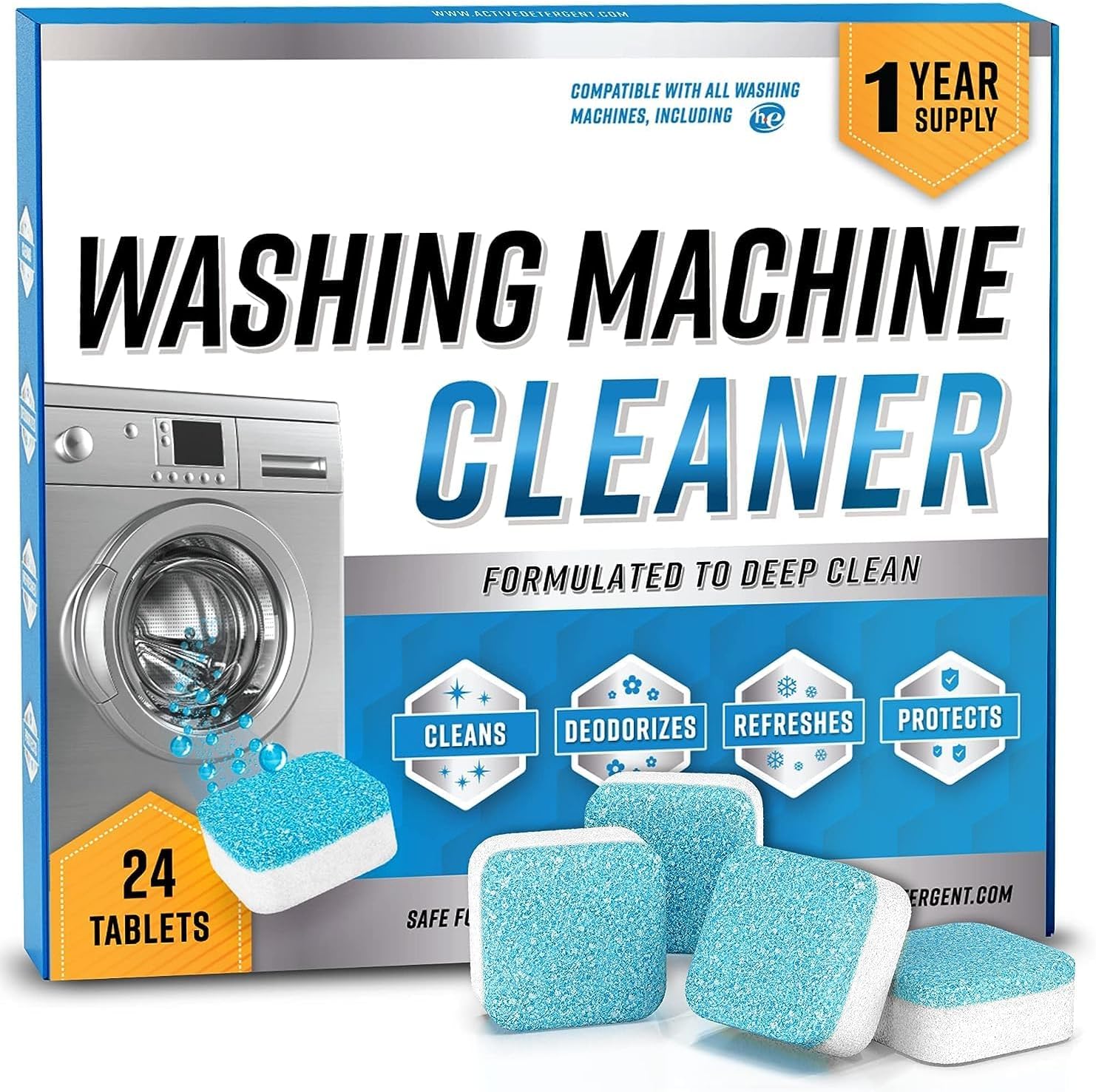 Washing Machine Cleaner Tablet Descaling Powder Tablets, washing machine deep cleaner, Deep Cleaner Tablet All Company’s Front nd Top Load Machine (24 pcs)