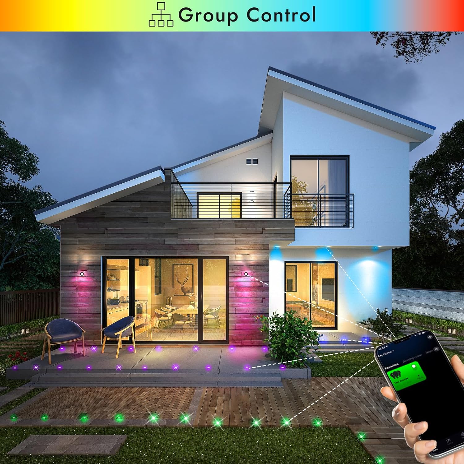 FVTLED Deck Lights controlled via smartphone app for group control