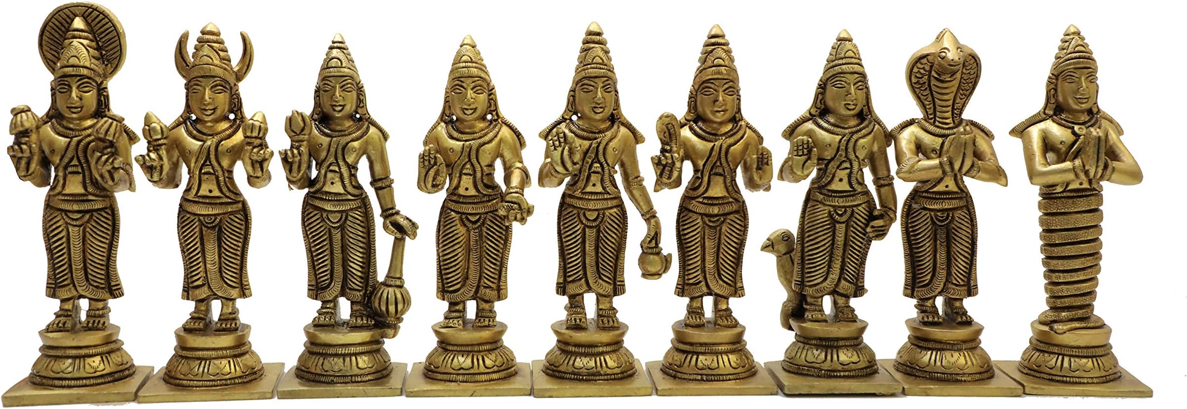 BHARAT HAAT Brass Collectible Handicraft Finishing Art Navagraha Set