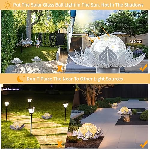 Miniatura 3 de XINGTONG Luces solares de jardín, luces solares para decoración de jardín al aire libre, luz solar de flores, globo de metal agrietado, luces de
