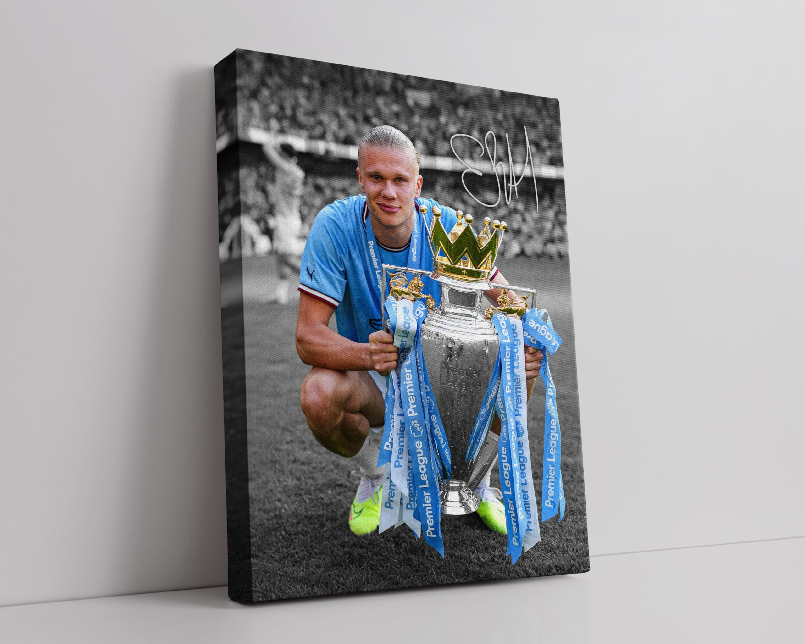 HWC Trading Erling Haaland Manchester City 16 x 12 inch Streched Canvas Print Signed Autograph for Football Fans and Supporters - Image 7