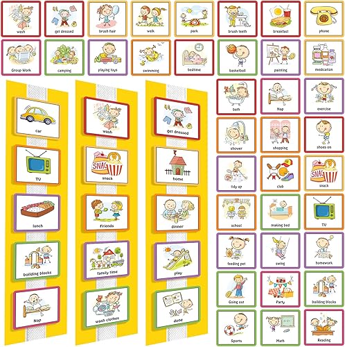 Geyee 60 tarjetas de horario visual, gráfico de rutina diaria, planificador, tarjetas a granel para autismo, materiales de aprendizaje, Asperger,