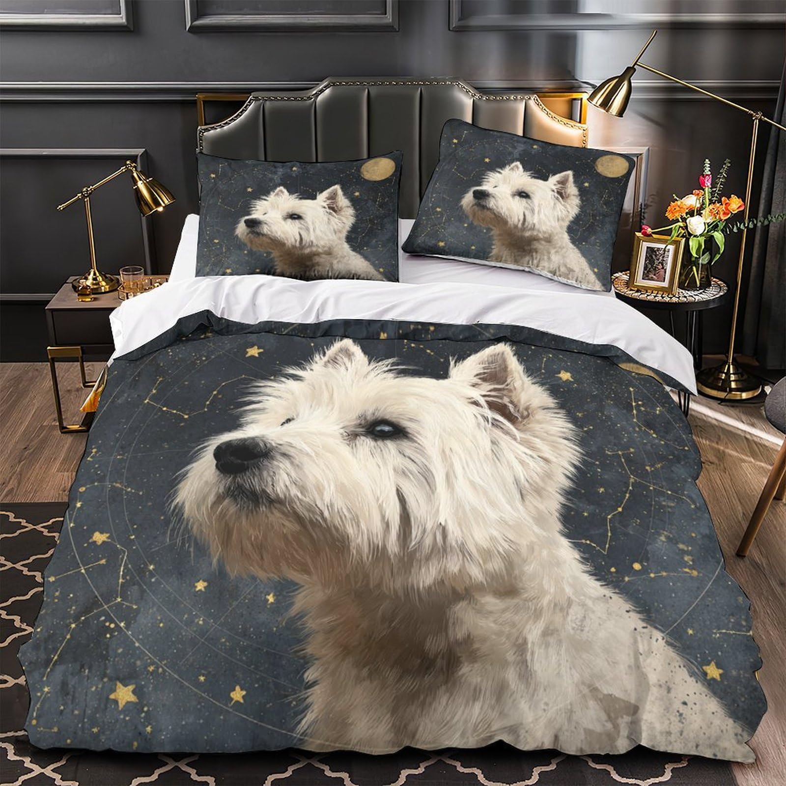 Housse de couette Westie hypoallergénique et microfibre douce