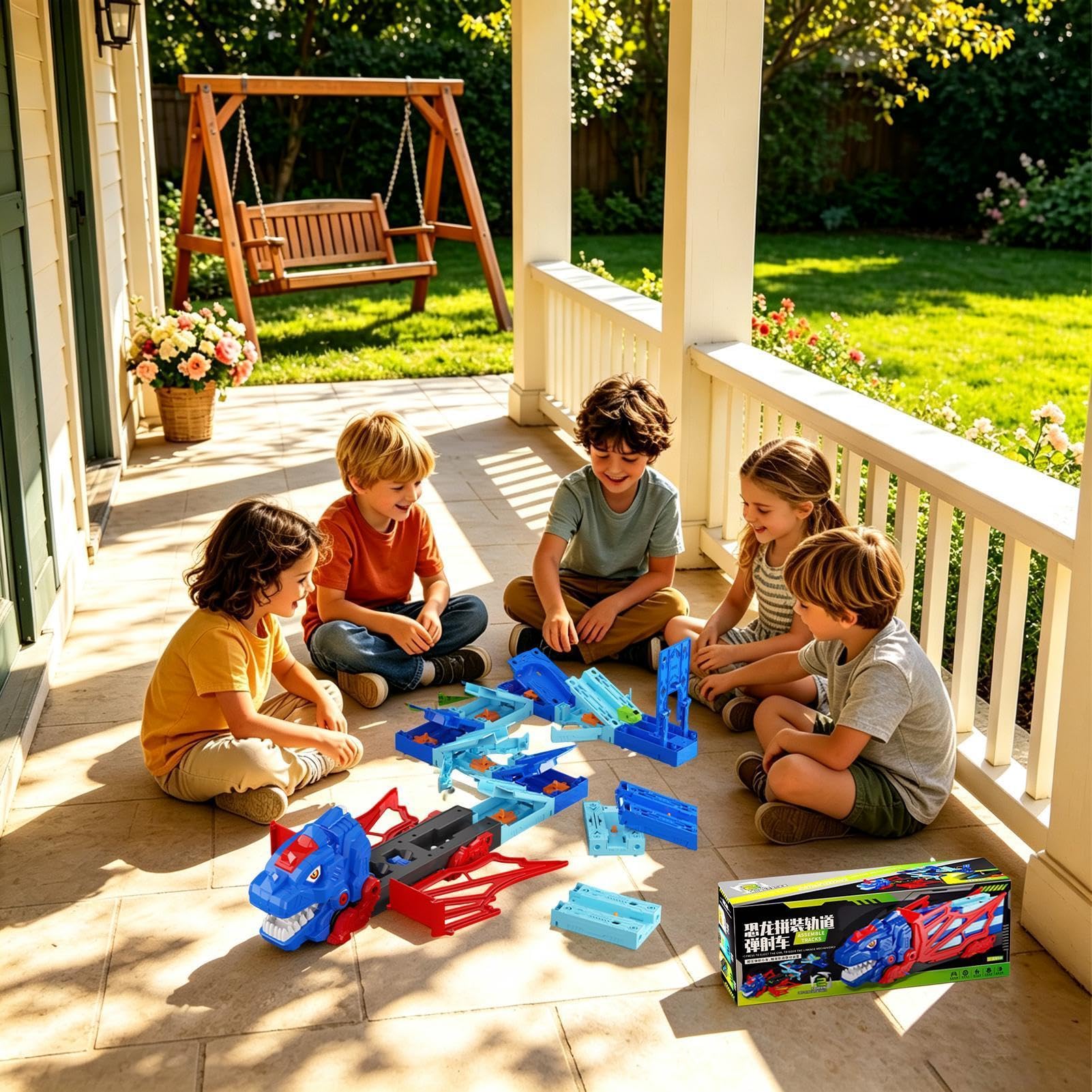 Giocattoli Pista Da Corsa Dei Dinosauri Set di Educativo Interattivo con | Set Giocattolo Pista Dinosauri Con Veicoli Per Bambini, Da Interno, Giardino, Casa, Regalo Di Compleanno E Viaggi
