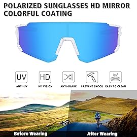 STORYCOAST Polarized Sports Sunglasses for Men Women,Bike Glasses Driving Fishing Cycling Mountain Bike Sunglasses UV400 Protection 1-(A) White-Blue