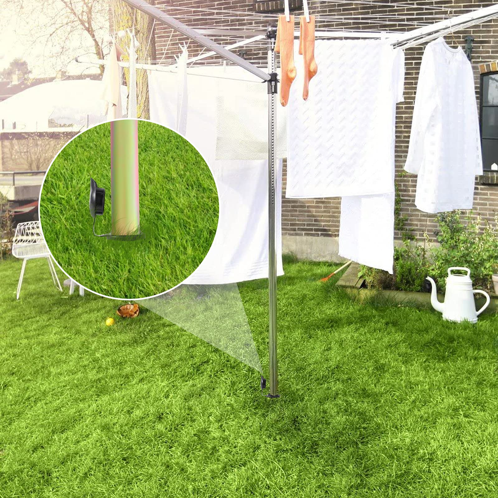 Washing Line Spike, Heavy Duty Ground Metal Spike for Rotary Washing