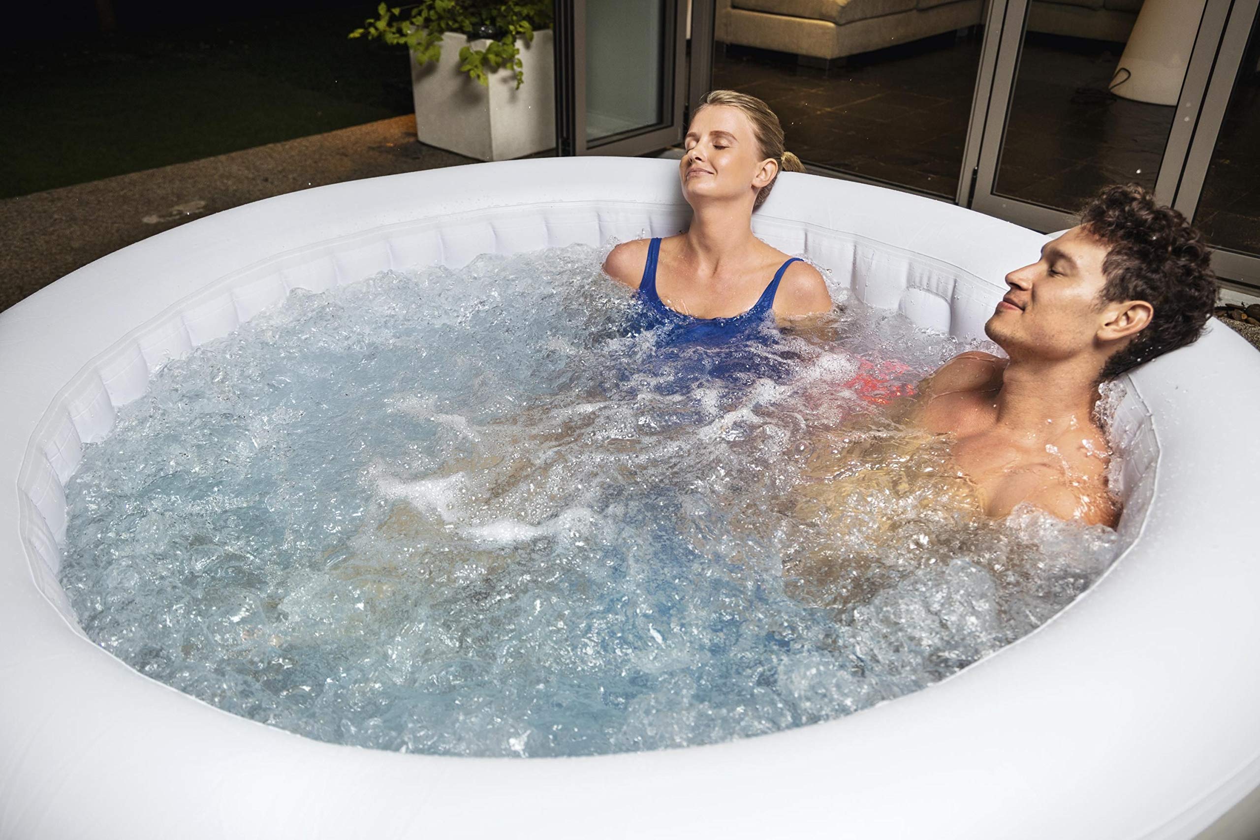 BESTWAY - SPA Hinchable Lay-Z-SPA Tahiti para 2-4 Personas Redondo 180x66 cm con Luces LED