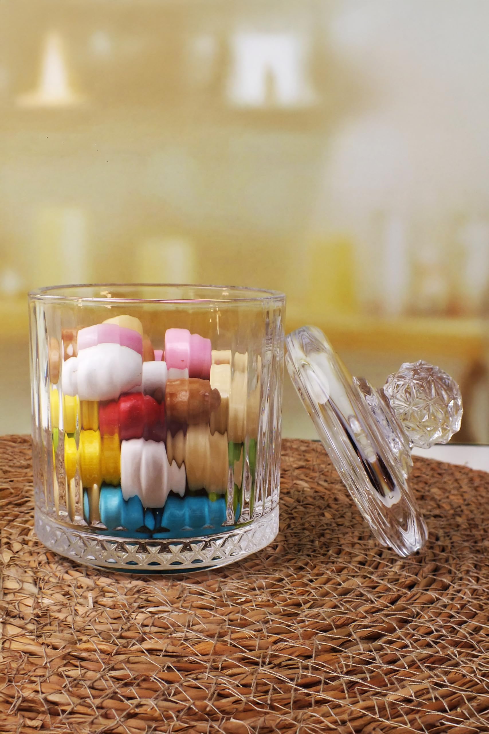Deconox Lüx Kristal Büyük Cam Şekerlik & Cam Lokumluk, Kesme Cam Lüx Şekerlik 13cm*7.8cm - 06638