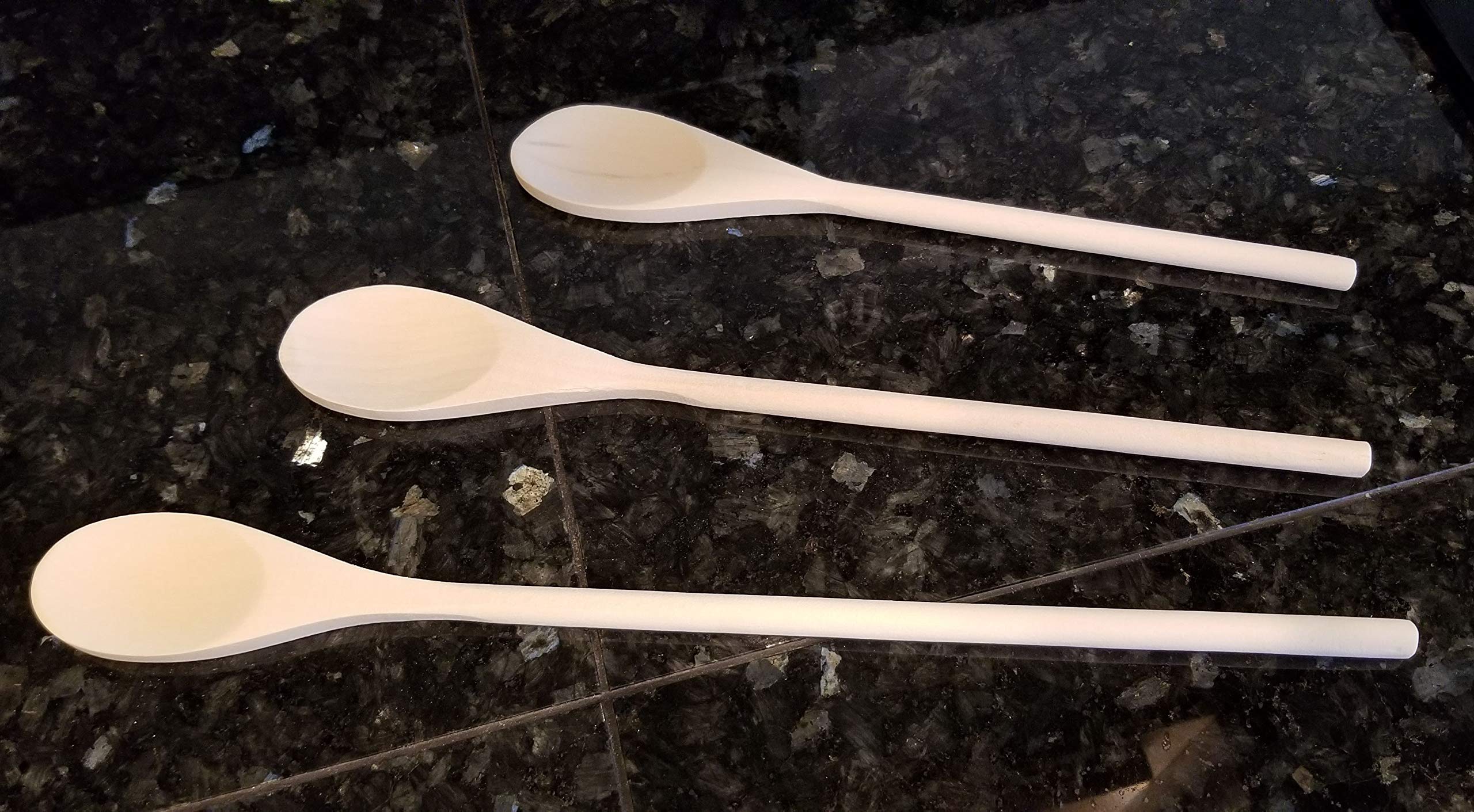 Juego de 3 cucharas para mezclar de madera con mango largo – 25,4 cm, 30,5 cm y 35,5 cm de largo