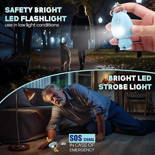 Miniatura 3 de Alarma personal para mujeres, alarma de seguridad personal recargable para mujeres, niños y ancianos, sirena fuerte de 130 dB, luz estroboscópica,