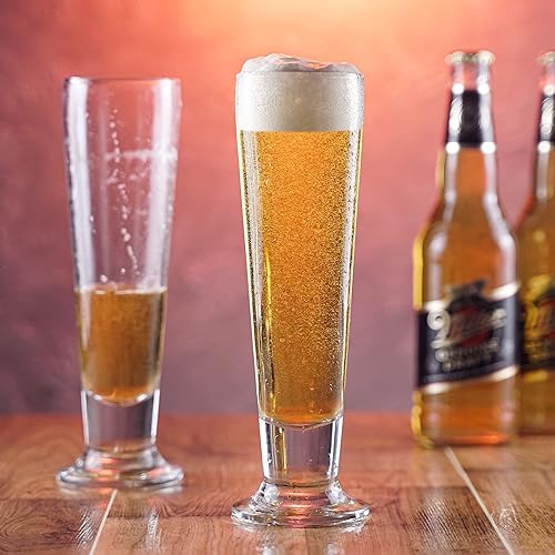 Miniatura 6 de Juego de vasos de cerveza, vaso Pilsner de pies altos, juego de bebida de cerveza de pinta, vasos de cervecería sin plomo, vaso de degustación de
