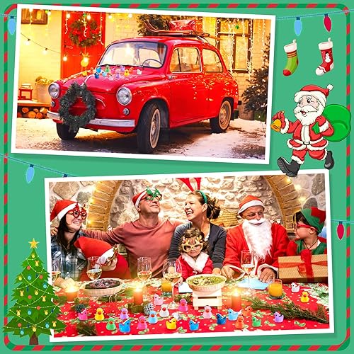 Miniatura 6 de Fumete 200 piezas de mini patos de resina de Navidad, pequeñas figuras de pato en miniatura, sombrero de Navidad, pato, micro paisaje, jardín,