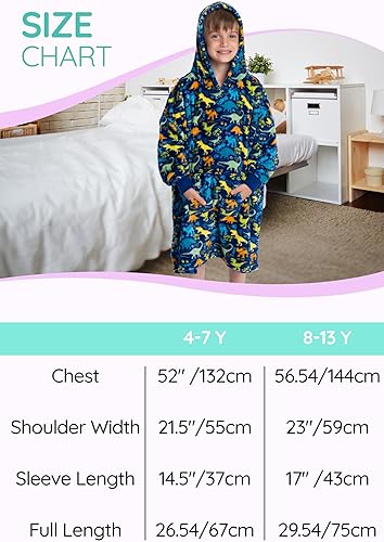 Miniatura 6 de Mad Dog - Manta con capucha para niños, mantas con mangas acogedoras, forro polar suave y diseños de sherpa, para niños y niñas, de 4 a 13 años