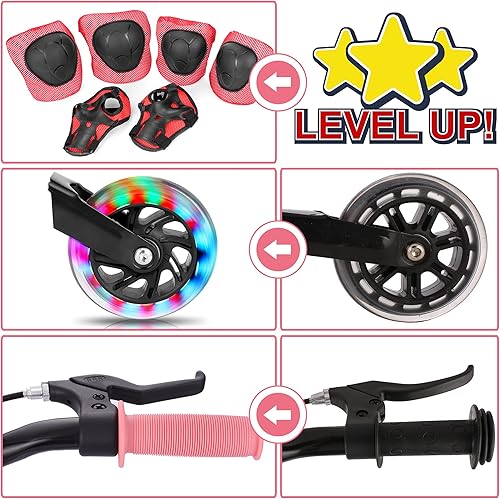 Miniatura 3 de Scooter, scooter plegable de 3 ruedas para niños de 3 a 8 años con altura ajustable de 4 niveles para niños y niñas