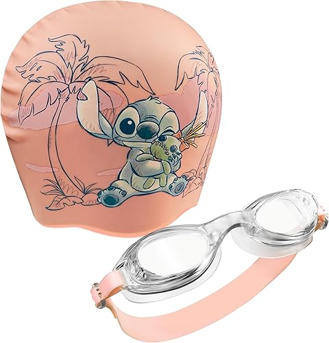 Miniatura 9 de Disney Juego de gafas de natación y gorro de natación para niños con protección UV antivaho Princesa rosada,Rosa Ariel,Rosado Minnie,azul (Blue