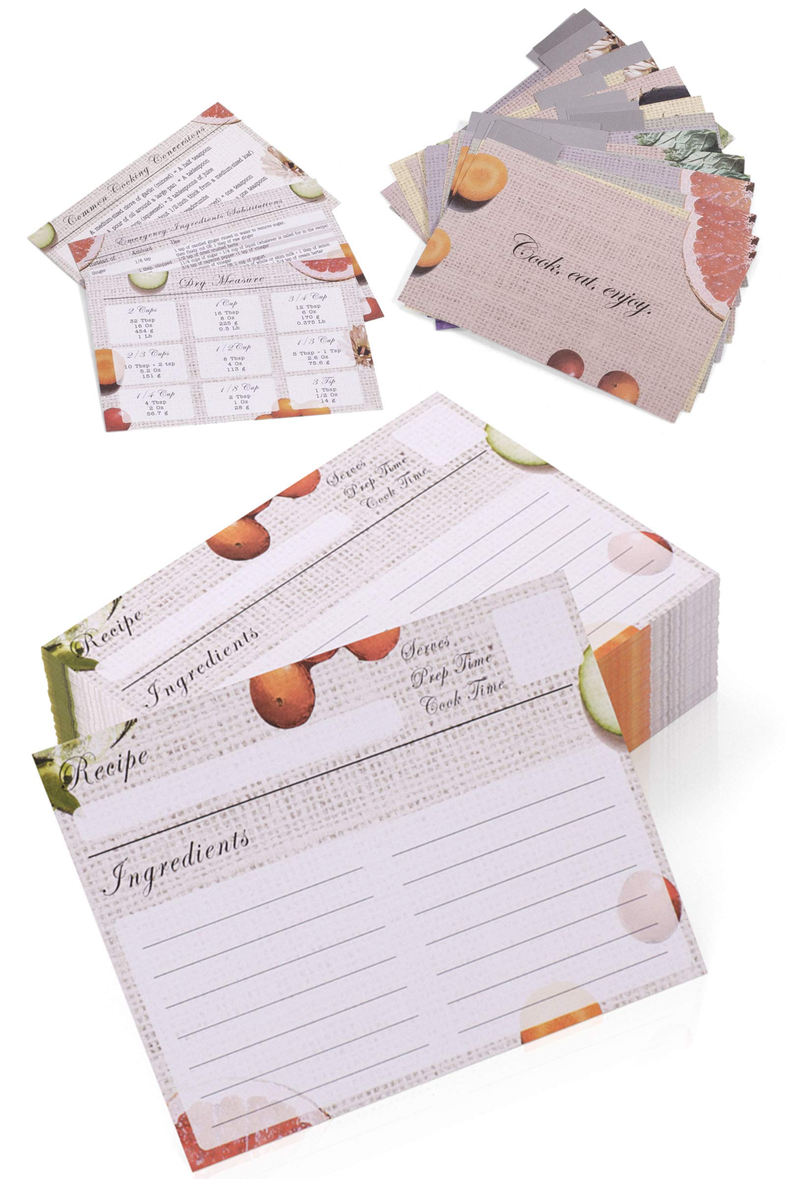 Buy Recipe Cards 4x6 Inches. Set Includes 100 Recipe Cards, 16 Tab