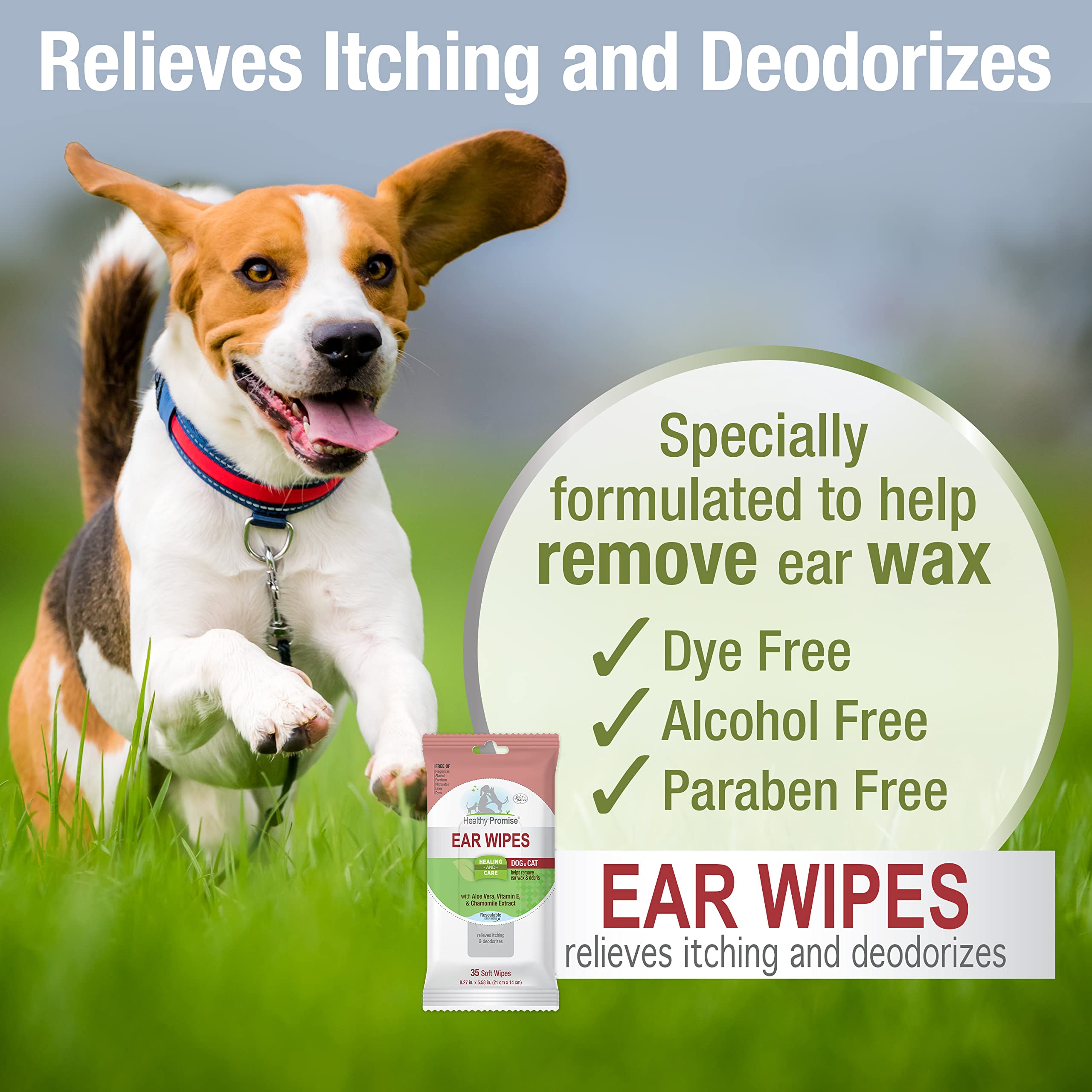 Four Paws Healthy Promise Grooming Soothing Pet Ear Cleaning Wipes, Odor Reducing & Itch Relief, 35 Count - image 3