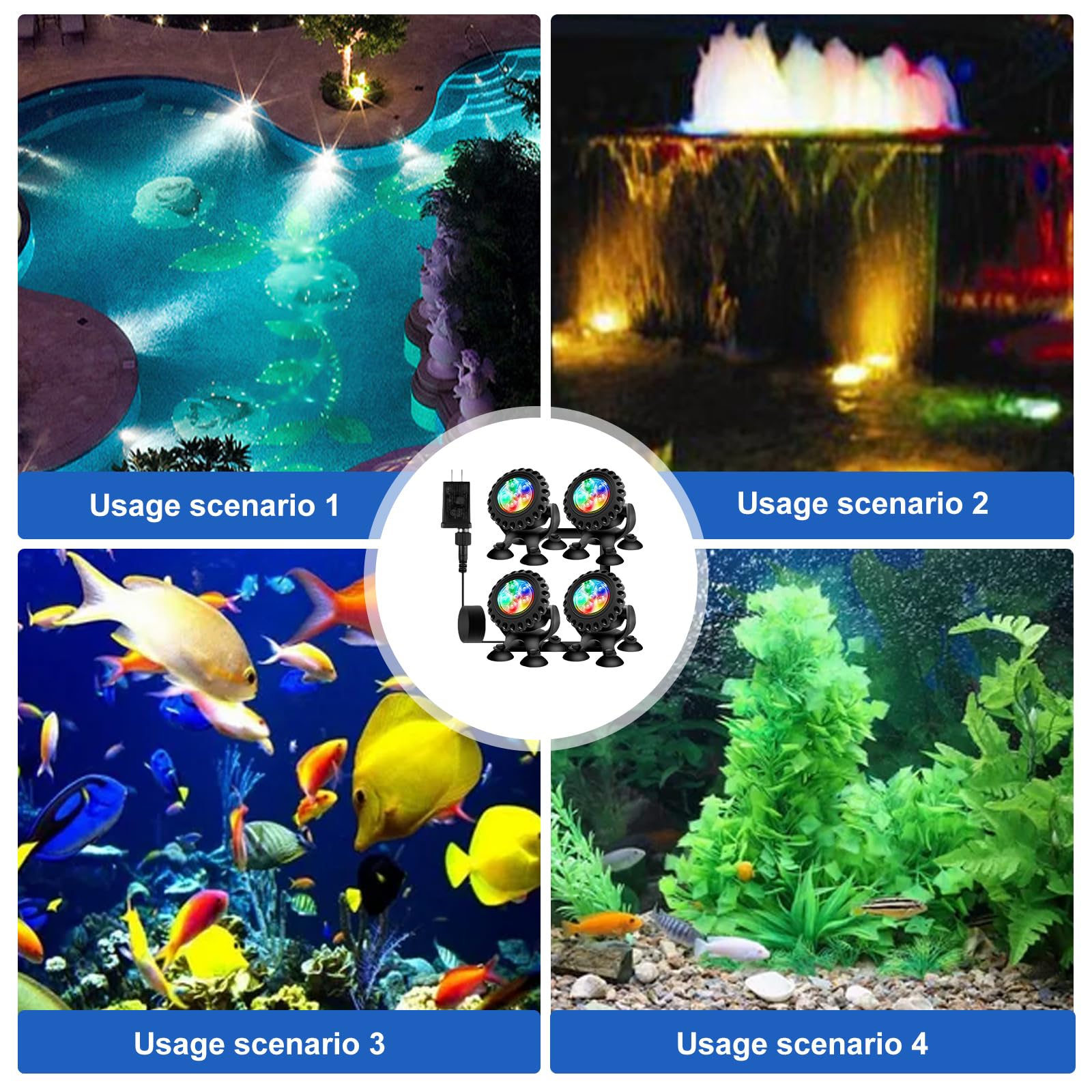 HOSPAOP Illuminazione per laghetto, luce subacquea, piscina a LED, illuminazione con telecomando, app Bluetooth, RGB, IP68, impermeabile e ventosa per piscina, cascata, laghetto da giardino