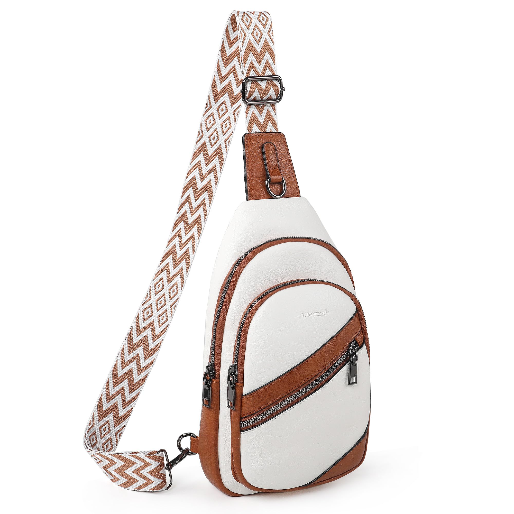 TANTOMI Sling Bag Crossbody Bags for Women Leather Cross Body Bag Trendy Fanny Pack Chest Travel Purse with