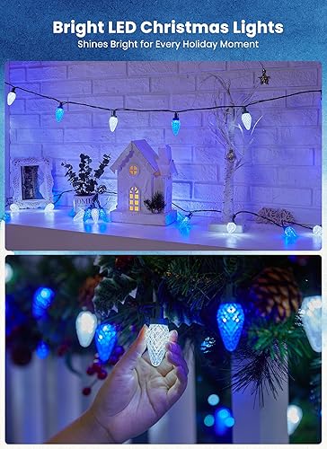 Miniatura 4 de Luces LED C9 de Navidad para exteriores, 81 pies, 100 luces LED de cadena con temporizador y 8 modos de luz, luces de árbol de Navidad conectables