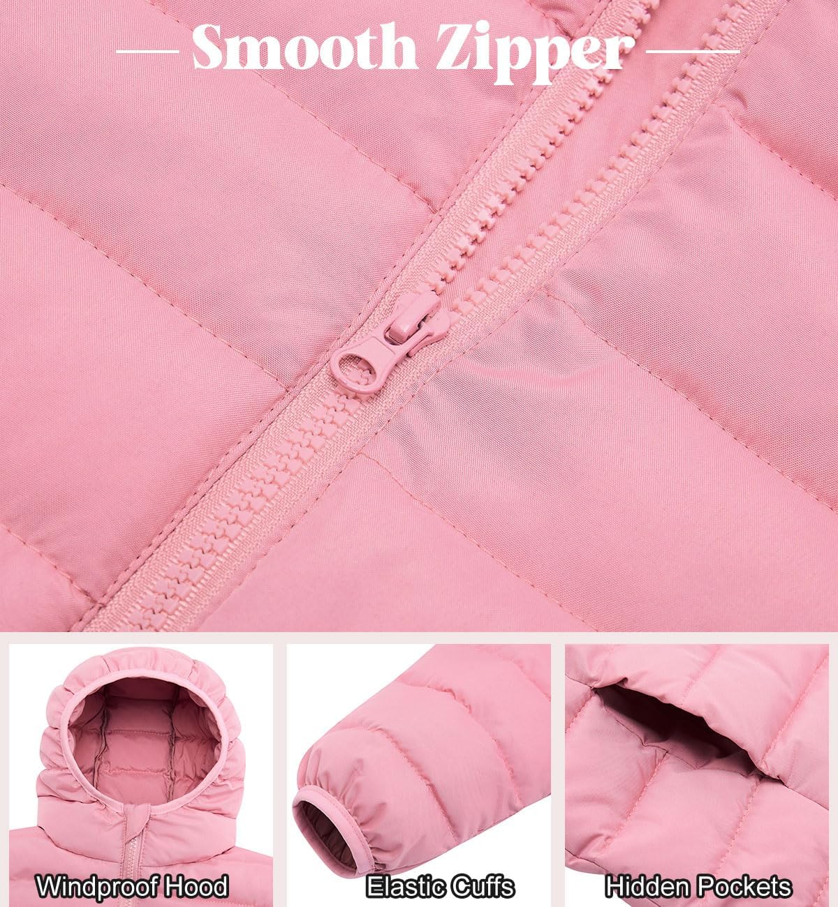 Enlifety 4-11T Girls Winter Coat Long Lightweight Hooded Puffer Jacket - Image 6