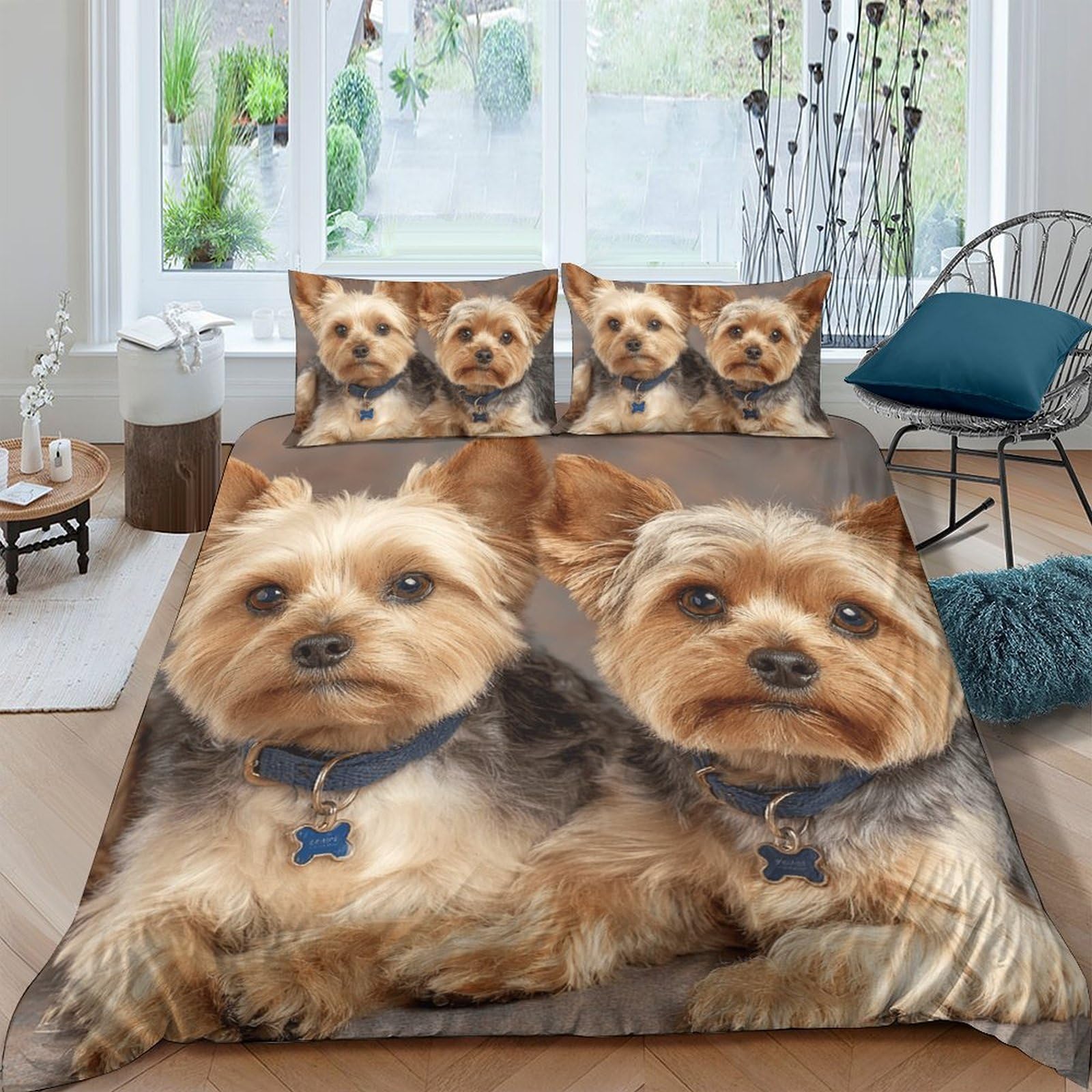 Ctjqhvkz Style-7 3D Printed Yorkshire Terrier Fitted Sheet Microfiber Soft Breathable Dog Pattern Mattress Cover For Bedroom Decor Single（135X200cm）