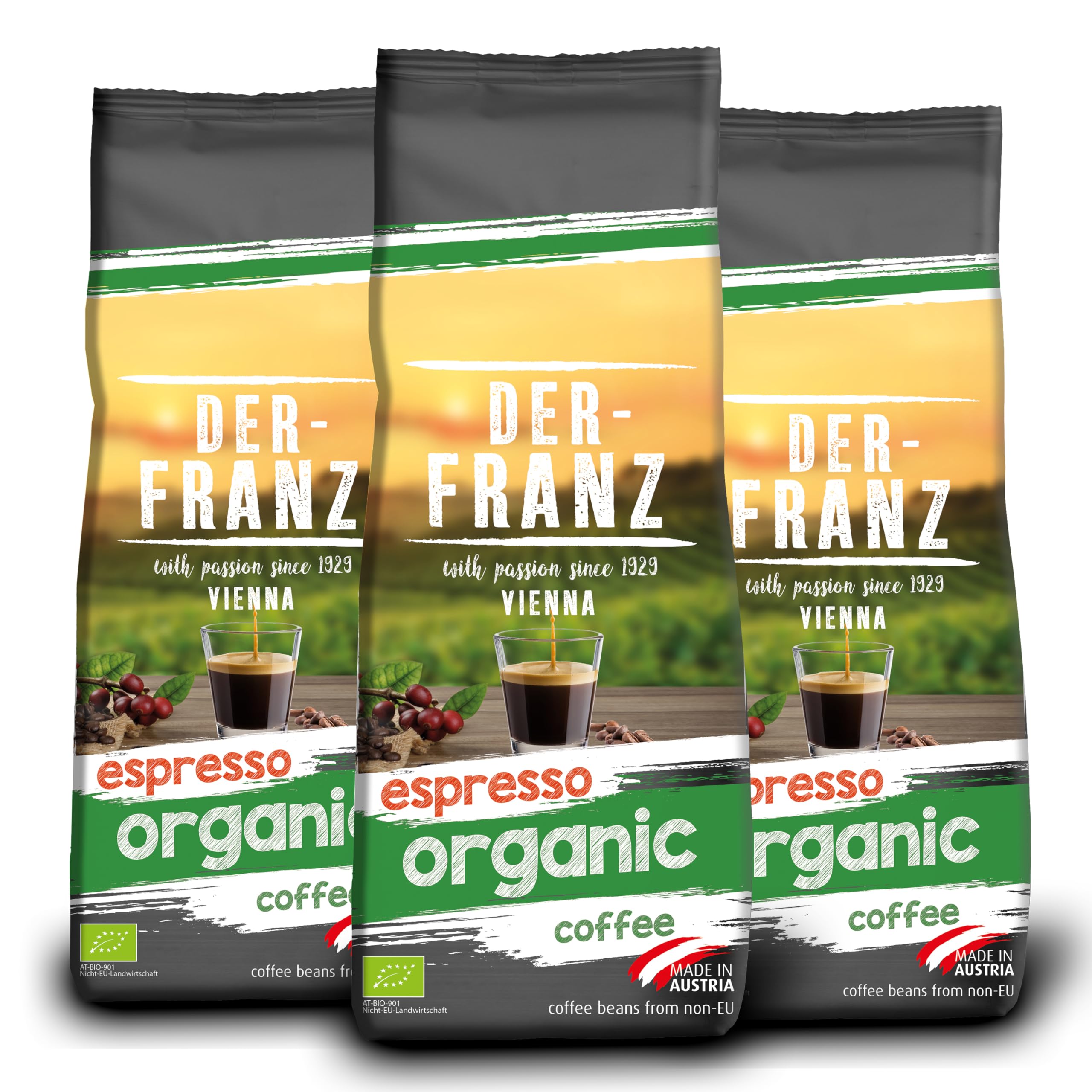 Der-Franz Espresso Organiczna kawa ziarnista pełna, 3 x 500 g