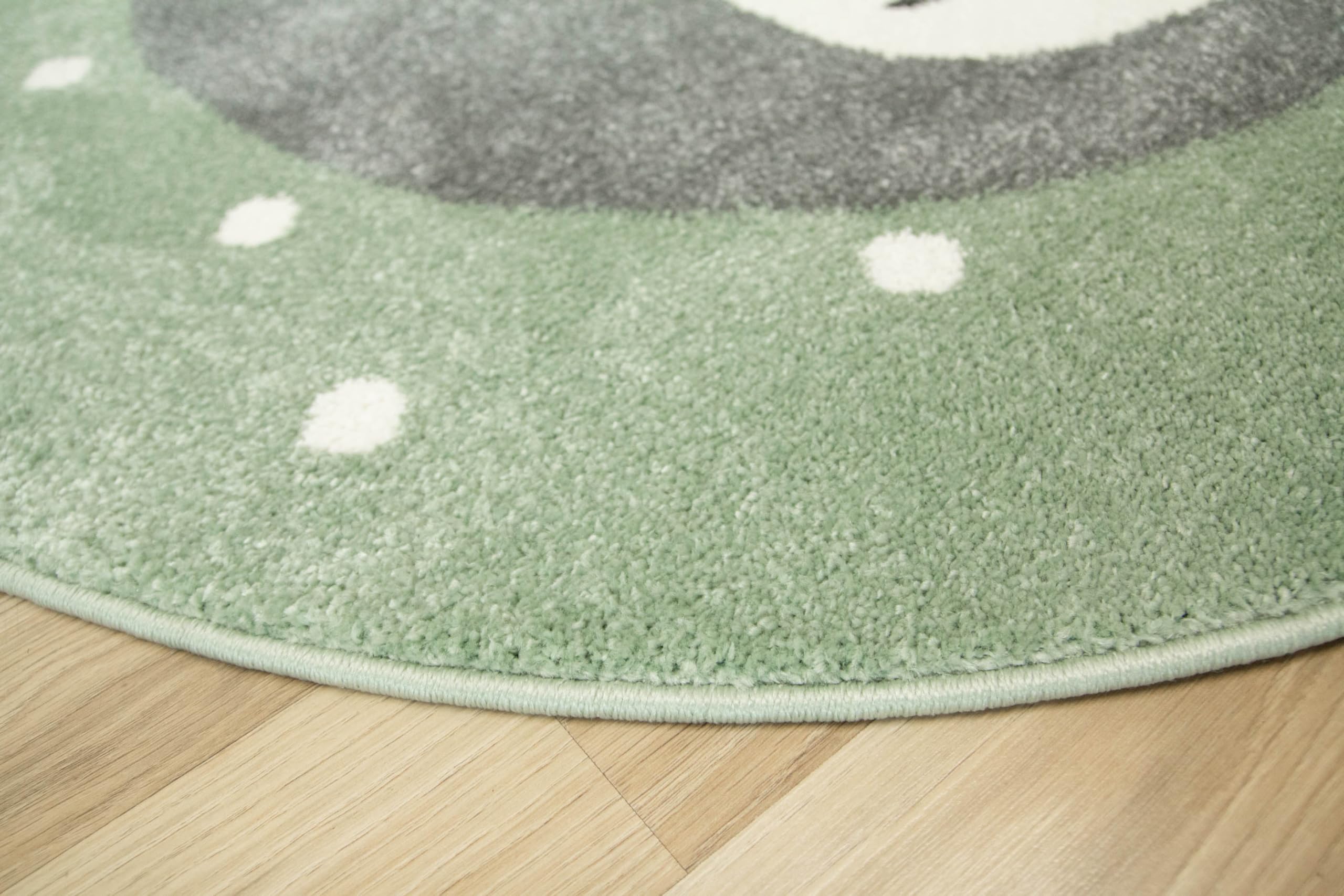 Runden Kinderteppich Lima Grün Teddybär 140 cm, Teppiche für EIN Kinderzimmer mit kurzem Flor, Teppich für einen Jungen,Mädchen, Kinderteppich, Spielteppich, Kids Carpet