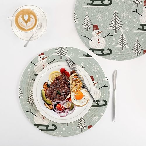 Miniatura 4 de Non Slip Trivet Christmas Cute Snowmen Kitchen Trivet Mat for Hot Pots and Pans 15in Cotton Thread Weave Heat Resistant Hot Pad for Microwave Stove