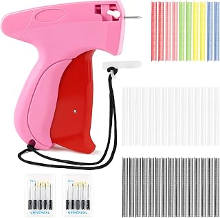 Etikettierpistole, Etikettierpistole Kleidung, Nähpistole Kleidung mit 11 Nadeln＆4000 Plastiknadel, Preisschilder Stitchy Quick Clothing Fixer, Stitch Gun für Clothes Nähen Quilten Säume(Rosa)