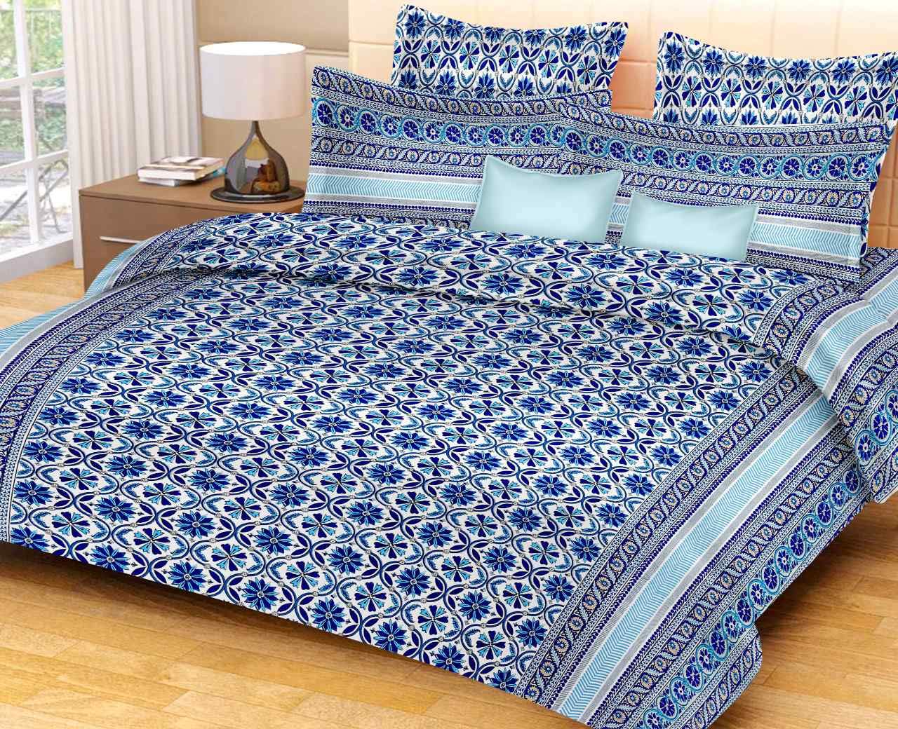 Aarnatrendz 100 Cotton 200 TC Printed Super King Bedsheet for Double