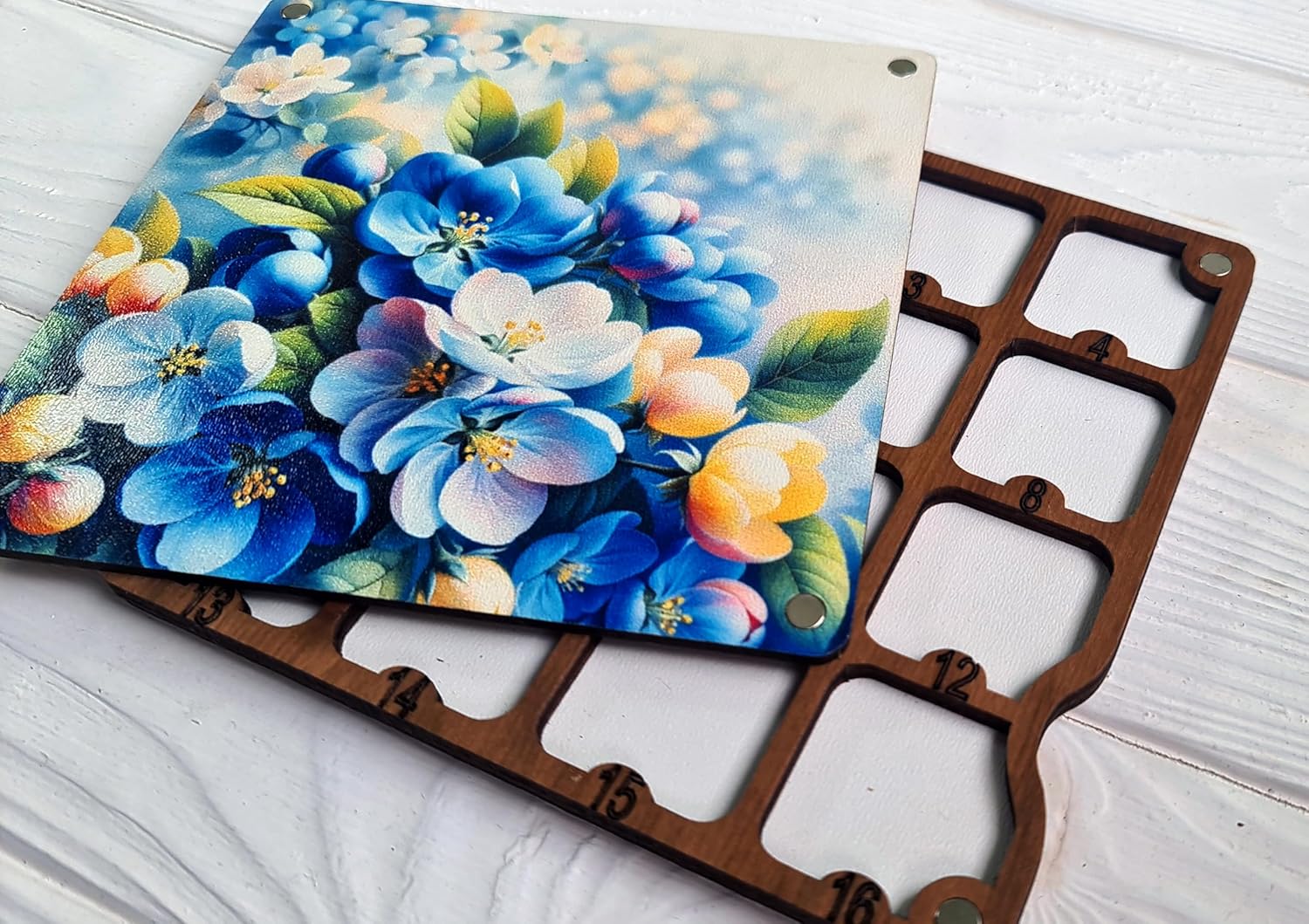 AllAboutEmbroideryUA Wooden Beads Organizer, Beads holder, Diamond painting accessories storage box, Needlework casket, bead keeper, Storage Divider Box (Spring Blossom)