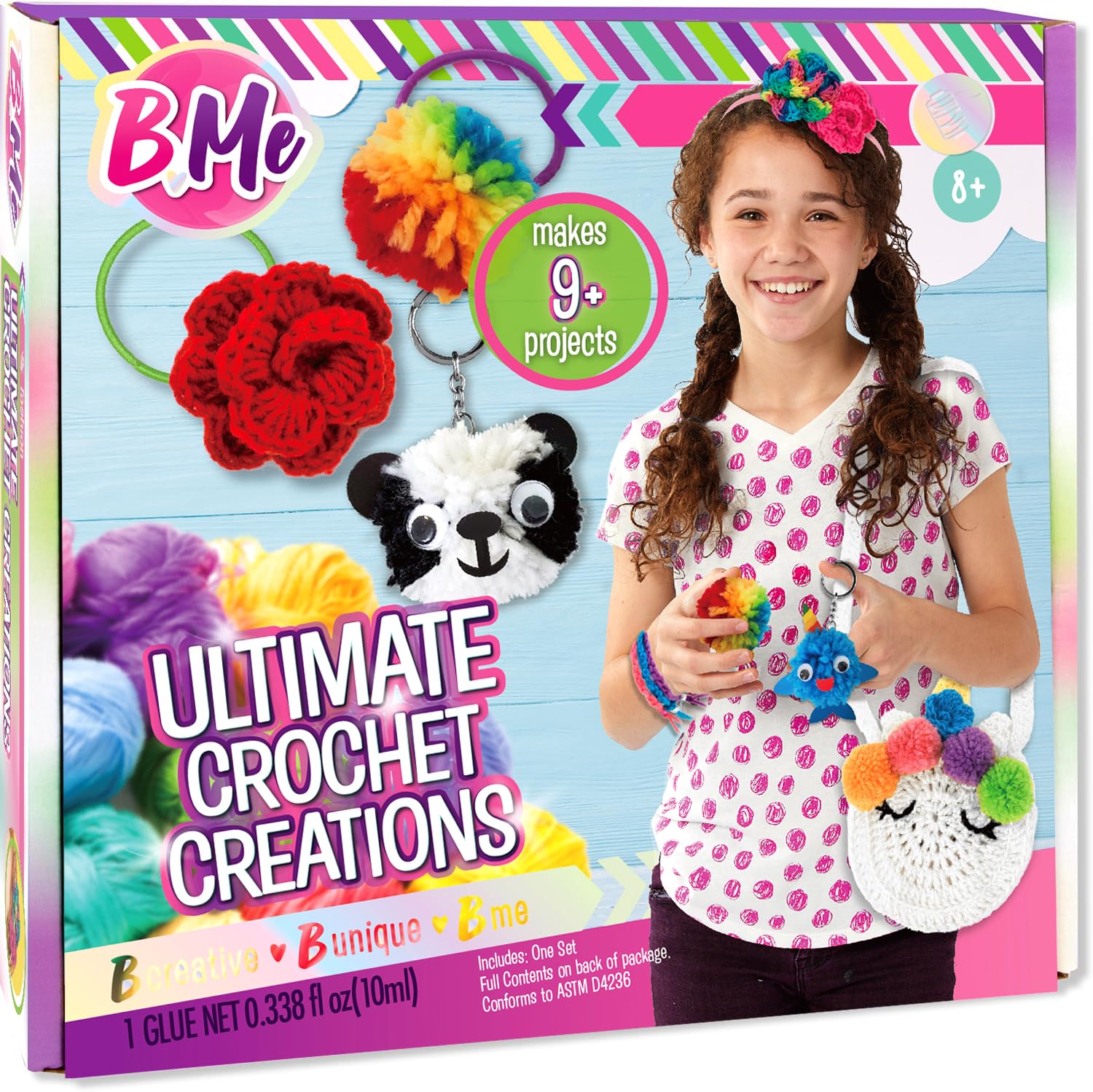 Creative Kids DIY All in One Crochet Knitting Kit for Beginners Starter Arts & Craft Set for Teens Tweens & Adults – How to Learn Make Your Own Yarn Pom Poms – Birthday Gift for Ages 8+