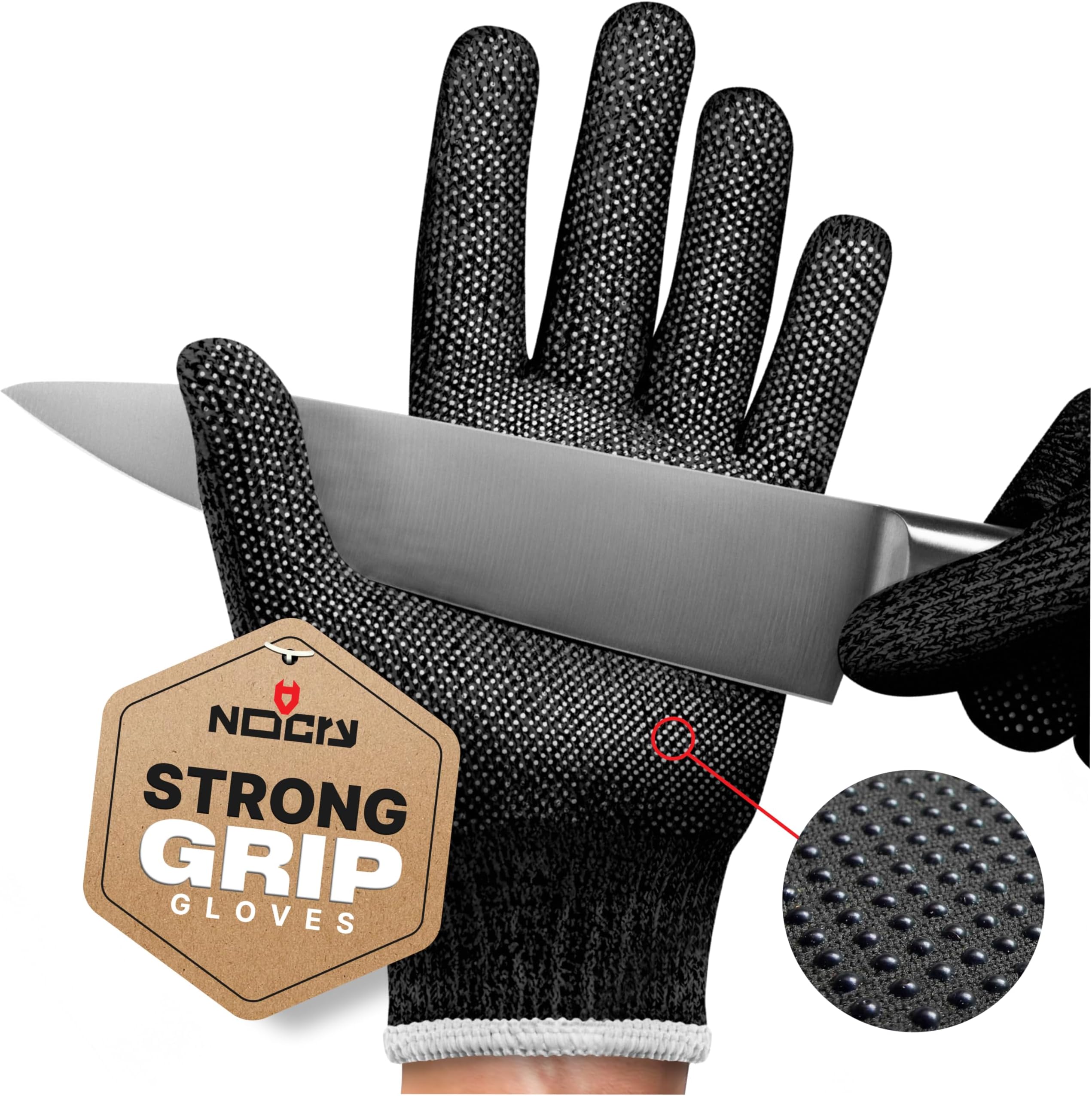 NoCry Cut Resistant Protective Work Gloves with Rubber Grip Dots