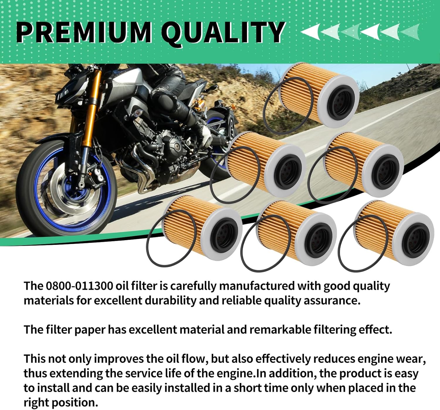 0800-011300 Oil Filter with O-rings Compatible With CFMOTO Cforce Zforce Uforce 1000 950 900 800 600 500 400 ATV/UTV Replace#: 0800-011300-00030 0800-011300-0004 (6 PCS)