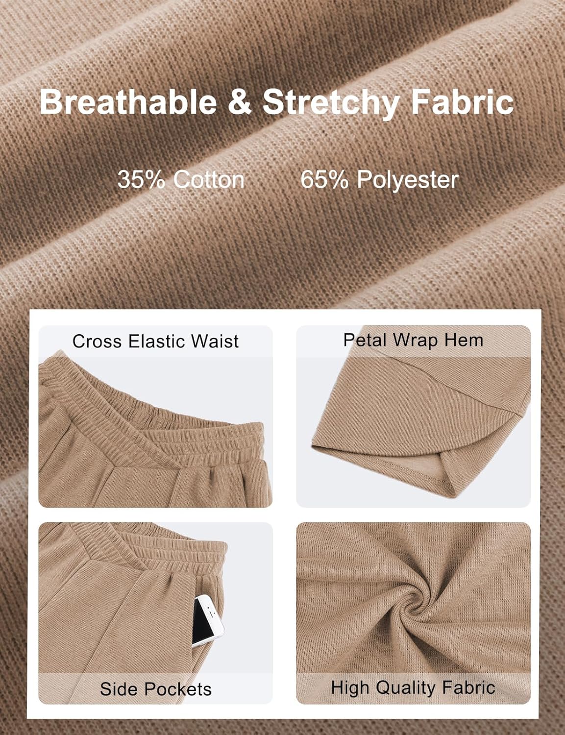 Viracy Womens Baggy Wide Leg Pants Casual Cross Elastic Waist Palazzo Wrap Hem Harem Pants with Pockets - Image 5