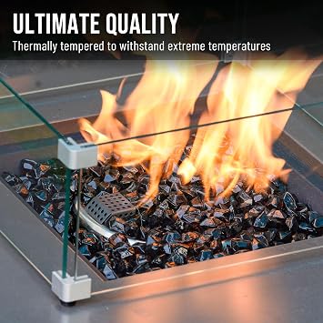Skyflame 10-Pound Amber Polygon Fire Glass for Fire Pit Fireplace