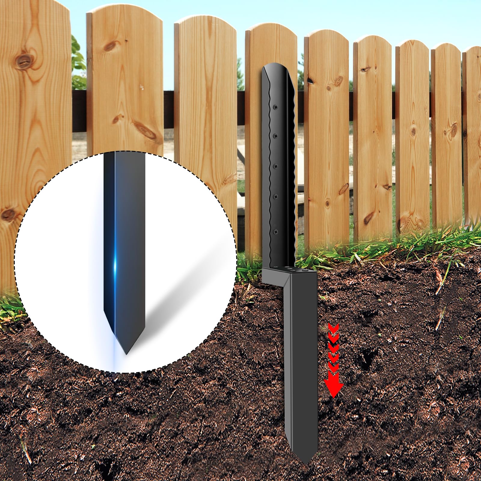 1 PCS Kit de Réparation de Poteaux de Clôture épais, Support de Poteau en Acier Robuste pour poteaux de Clôture en Bois inclinés ou cassés 80 * 40 cm - Noir