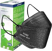 Luesay KN95 Face Masks 20 Pack Black - Breathable Comfortable Disposable Respirators, 95%+ Filtration