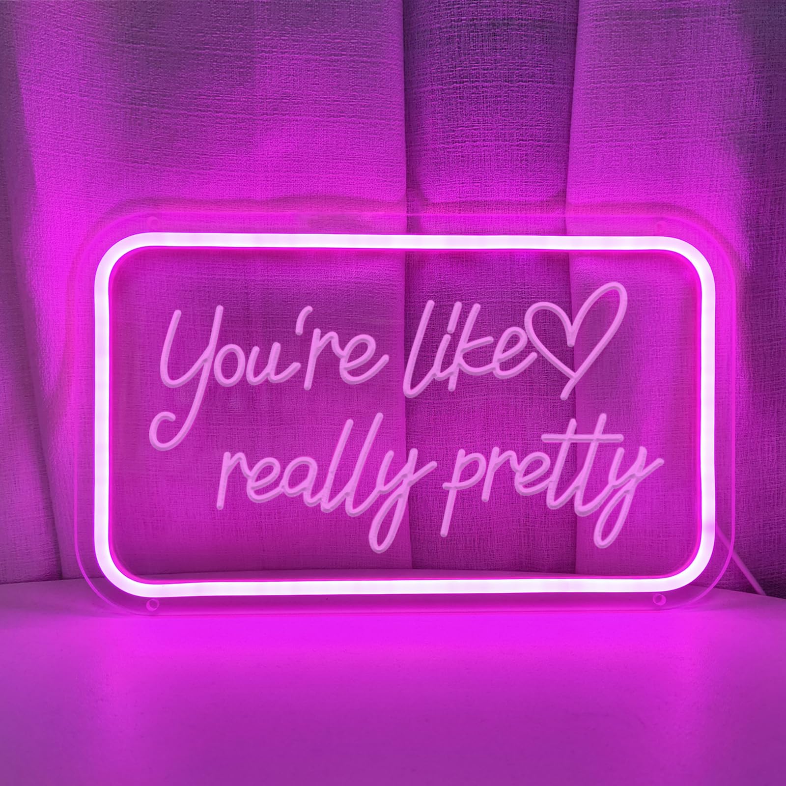 Your Like Really Pretty Neon Signs for Wall Decor, 15.7*10.4 Inches Pink Neon Sign Party Decorations, USB Dimmable Switch LED Neon Lights Sign for Salon Decor, Bedroom, Teen Girl Room Decor, INSNEnN