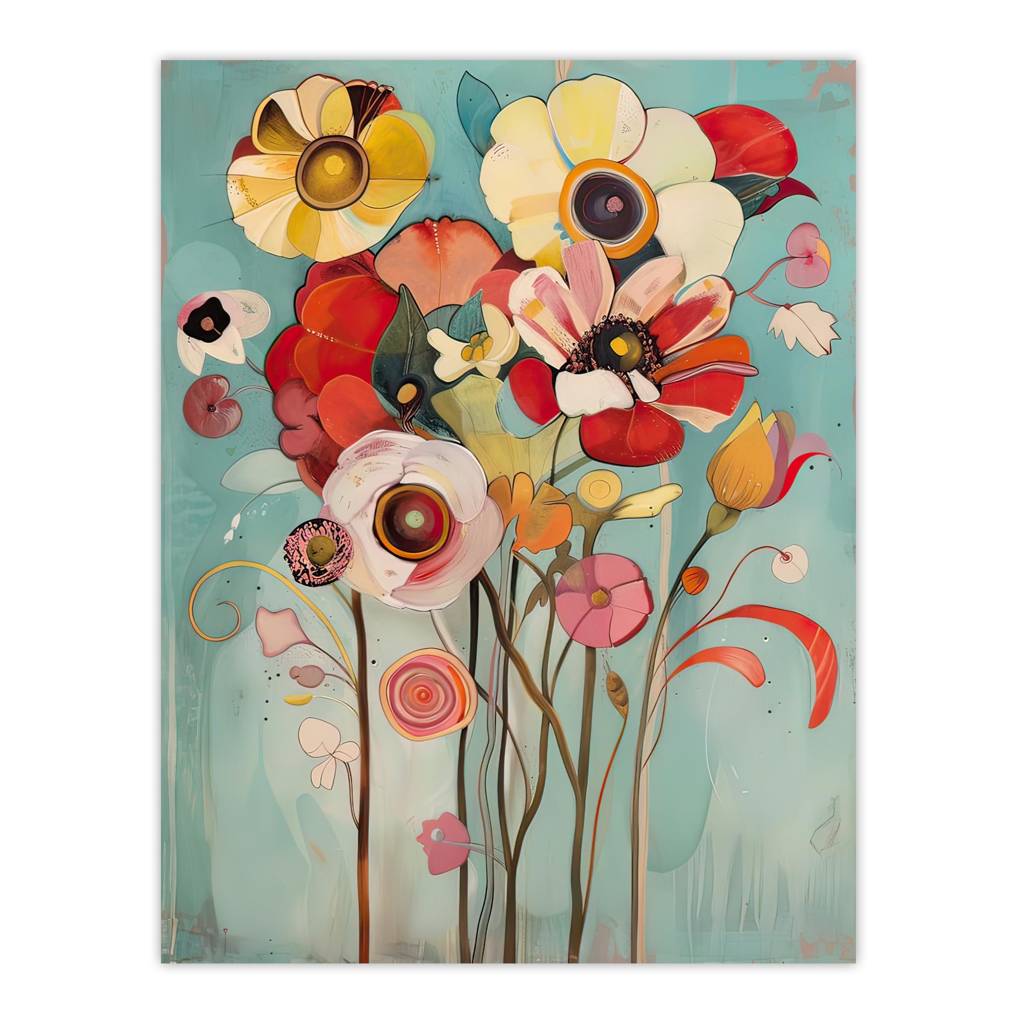 Artery8 Soft Abstract Wildflower Bouquet Painting Living Room Unframed Wall Art Print Poster Home Decor Premium