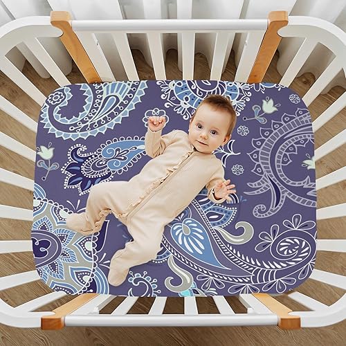 Miniatura 7 de Kigai Fitted Crib Sheet for Boys & Girls Paisley Soft Breathable Unisex Baby Sheets for Standard Crib and Toddler Mattresses 39 x 27 in