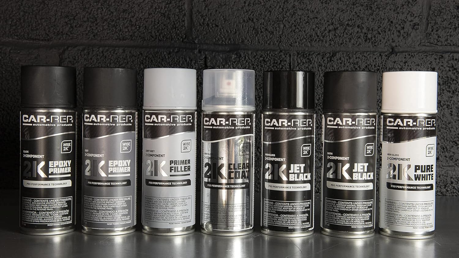 CAR-REP® 2K Epoxy Primer with Wise 2K Technology, Suitable for All Kinds of Metals, Carbon Fiber Substrates, Most Automotive Plastics, Black, 11oz Aerosol Can