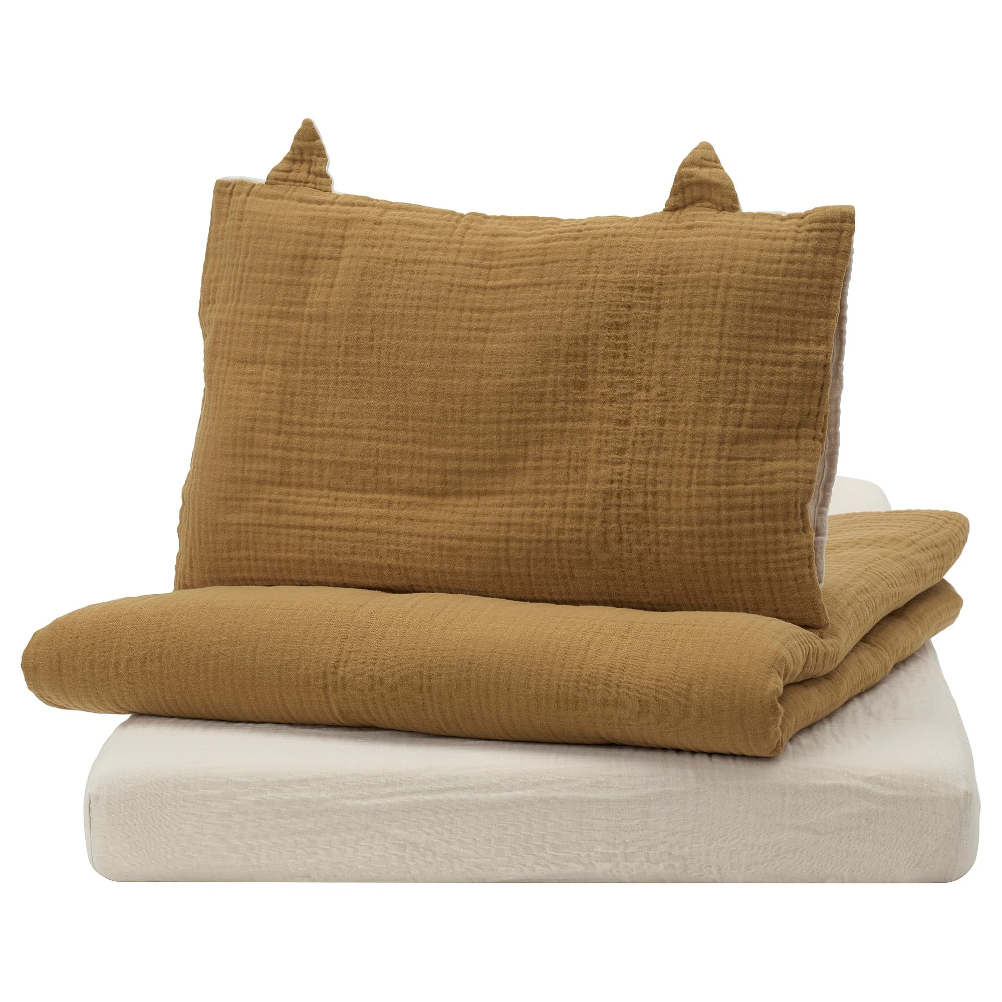 Parure de lit bébé 3 pièces jaune foncé et beige GULDVÄVARE pour de douces nuits