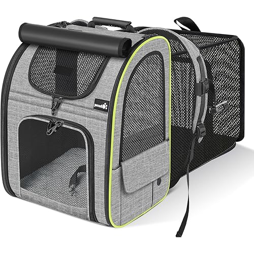 Pecute Cat Carrier Backpacks, Expandable Cat Backpack with Shade Cover, Breathable Mesh, Pet Carrier Backpack for Cats Small Dogs Puppies, Dog Carrier Backpack Great for Travel Hiking Camping Outdoor