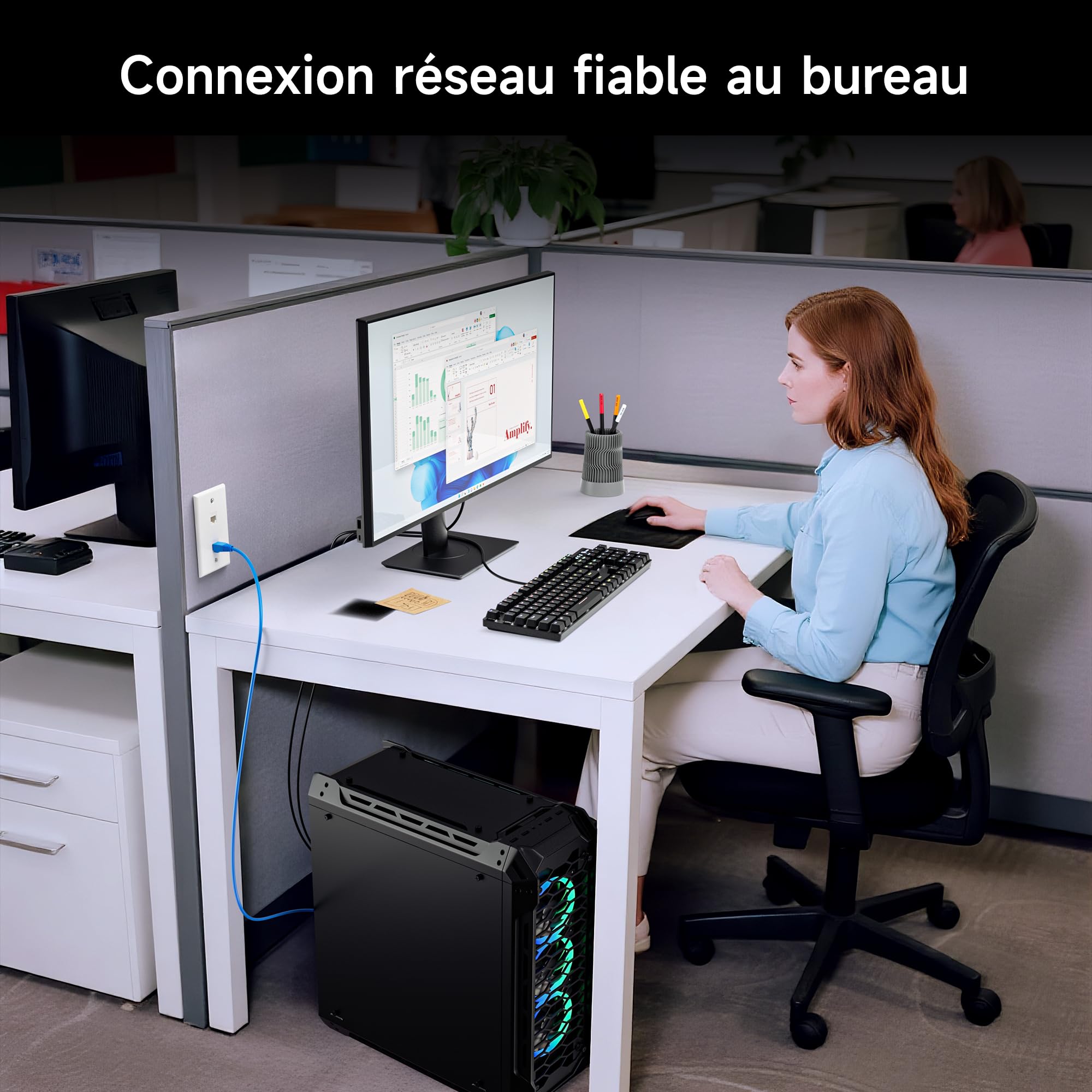 Cable Matters Ensemble de 25 Prises Keystone Cat6 RJ45 [UL Certifié] en Blanc et Support Keystone Punch-Down